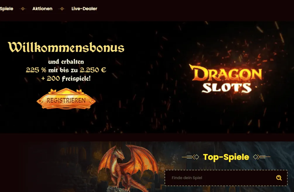 DragonSlots Casino Webseite